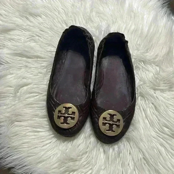 Tory Burch Women's Quilted Minnie Flats, Port, Red, Purple, 7.5M - Picture 2 of 12
